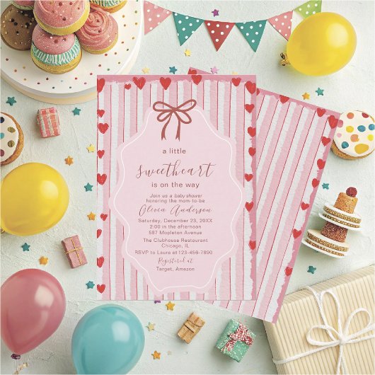 Watercolor a little sweet heart is on the way Baby Kaart