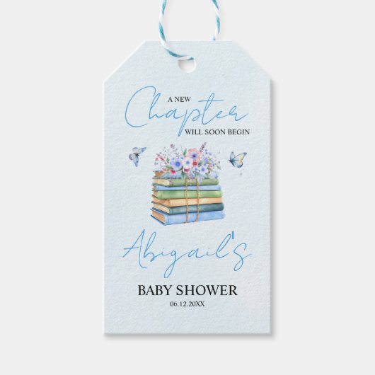 Watercolor A New Chapter Begins baby boy shower  Cadeaulabel (Voorkant)