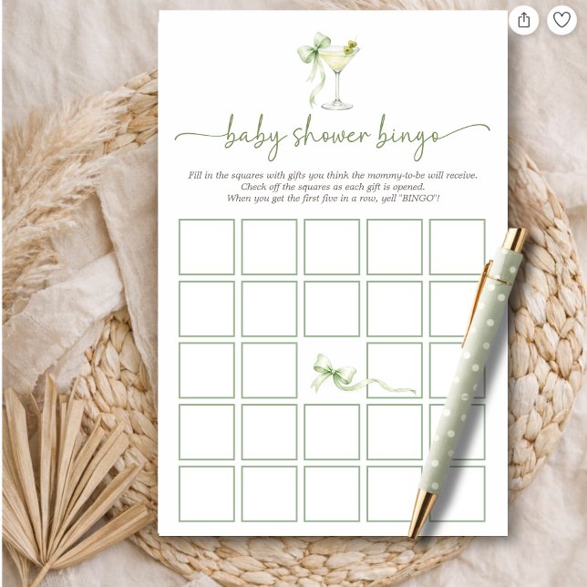 Watercolor A Tini One Bow Baby Shower Bingo Game (Creator heeft geüpload)