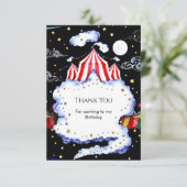 Watercolor Aangepaste Circus Verjaardag Bedankkaart (Staand voorkant)