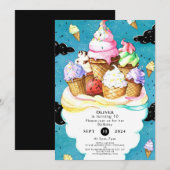 Watercolor Aangepaste Magische Ijsje Verjaardag Kaart (Voorkant / Achterkant)