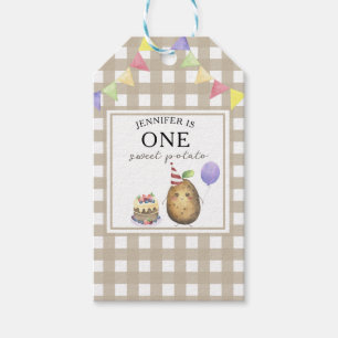 Watercolor Aardappel 1e verjaardag Cadeaulabel