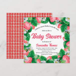 Watercolor Aardbei Baby Shower Kaart