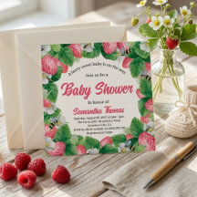 Watercolor Aardbei Baby Shower