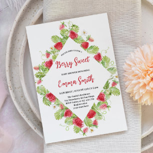 Watercolor Aardbei Baby Shower Kaart
