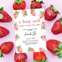 Watercolor Aardbei Baby Shower