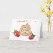 Watercolor Aardbei Beterschap Kaart (Gele Bloem)