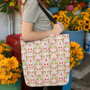 Watercolor Aardbei Bloesem Patroon Tote Bag