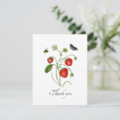 Watercolor Aardbei Platte Bedankkaart (Staand voorkant)