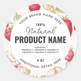 Watercolor Aardbei Product Ronde Label