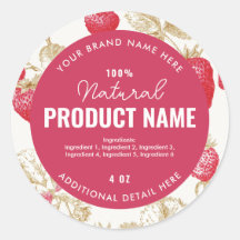 Watercolor Aardbei Product Ronde Label