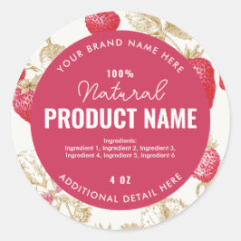 Watercolor Aardbei Product Ronde Label