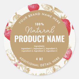 Watercolor Aardbei Product Ronde Label