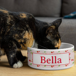 Watercolor Aardbeibloesem Patroon Huisdier Voerbakje