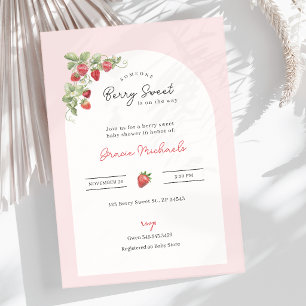 Watercolor Aardbeien Baby Shower Uitnodiging