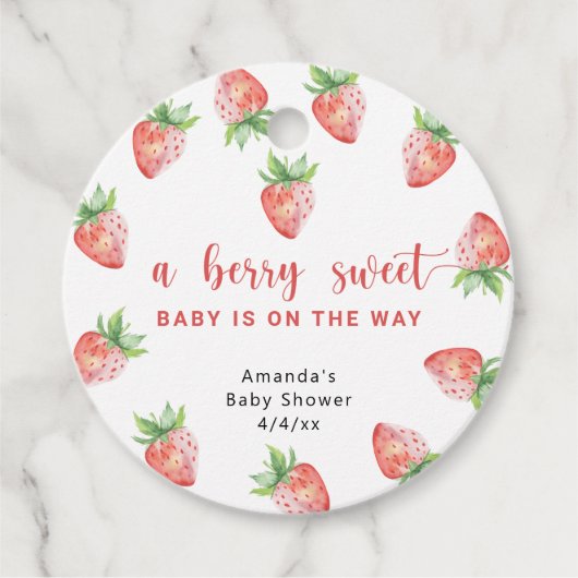 Watercolor aardbeien bedankjes labels (Voorkant)