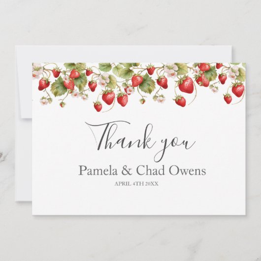 Watercolor Aardbeien Bruiloft Bedankt (Voorkant)