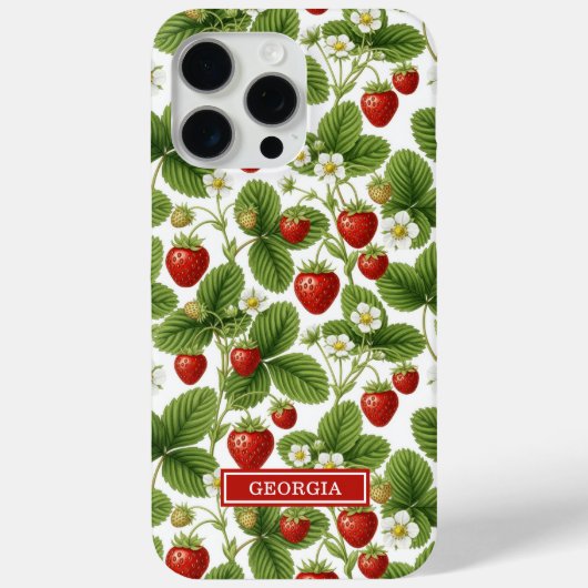 Watercolor Aardbeien met Initialen Case-Mate iPhone Case (Achterkant)
