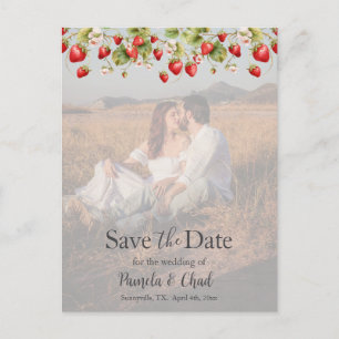 Watercolor Aardbeien Save the Date Foto Briefkaart
