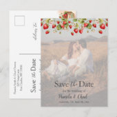Watercolor Aardbeien Save the Date Foto Briefkaart (Voorkant / Achterkant)