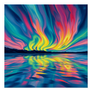 watercolor abstract aurora borealis perfect poster
