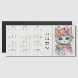 Watercolor Abstract Cat Dressed Florals Calendar