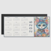 Watercolor Abstract Cat Dressed Florals Calendar (Voorkant / Achterkant)