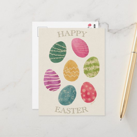 Watercolor Abstract Easter Egg Postcard Briefkaart (Voorkant / Achterkant in situ)