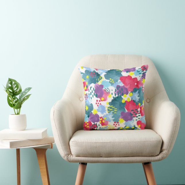 Watercolor abstract floral kussen (Stoel)