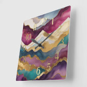 Watercolor Abstract Landschapschildering Goud Vierkante Klok (Hoek)