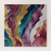 Watercolor Abstract Landschapschilderkunst Goud Legpuzzel (Horizontaal)