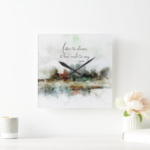 Watercolor Abstract Rumi Citaat Cadeau Vierkante Klok