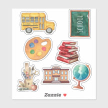 Watercolor Achter de School Stickerblad