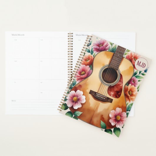 Watercolor Acoustic Guitar Floral Planner (Display)