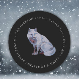 Watercolor Afoxus Merry Christmas Familienaam Ronde Sticker