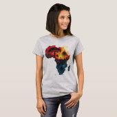Watercolor Africa Sunset Silhouette Art Print T-shirt (Voorkant volledig)
