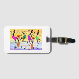 Watercolor, African Art Expressing Happiness Bagagelabel
