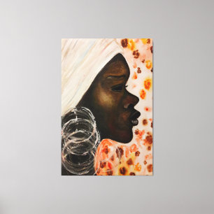 Watercolor Afrikaanse Schoonheid Canvas Print Schi