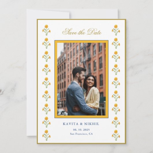 Watercolor afrikaantje Foto Save the Date (Voorkant)