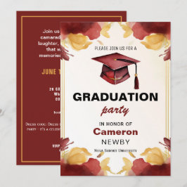 🎓Watercolor afstudeerfeest Mortarboard Kaart