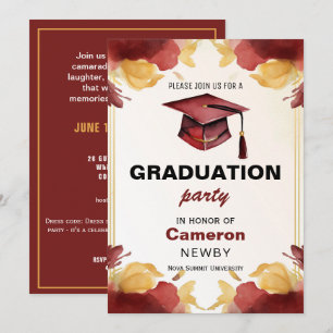 🎓Watercolor afstudeerfeest Mortarboard Kaart