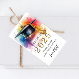 Watercolor Afstudeergeschenk Klas van 2025 Tag Cadeaulabel