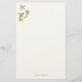 Watercolor Akelei met Kolibrie Gepersonaliseerd Briefpapier (Voorkant)