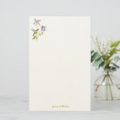 Watercolor Akelei met Kolibrie Gepersonaliseerd Briefpapier (Staand voorkant)