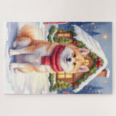 Watercolor Akita Gingerbread House Christmas  Legpuzzel (Horizontaal)