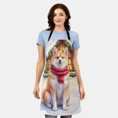 Watercolor Akita Gingerbread House Christmas  Schort (Gedragen)