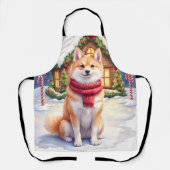 Watercolor Akita Gingerbread House Christmas  Schort (Voorkant)