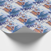 Watercolor Alaskan Malamute Reindeer Christmas Cadeaupapier (Hoek)