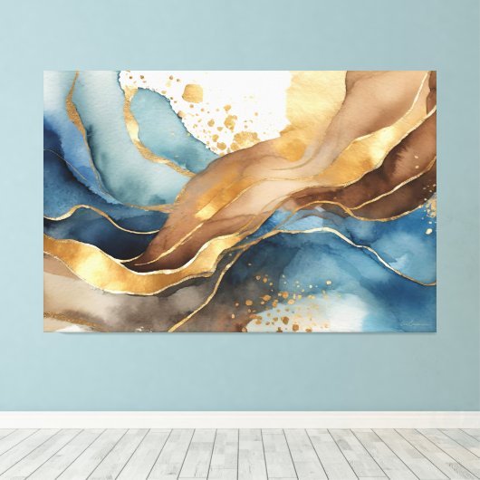 watercolor alcohol ink abstract canvas afdruk (Insitu (Houten vloer))