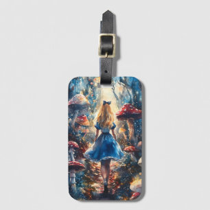 Watercolor Alice in Wonderland Bagagelabel